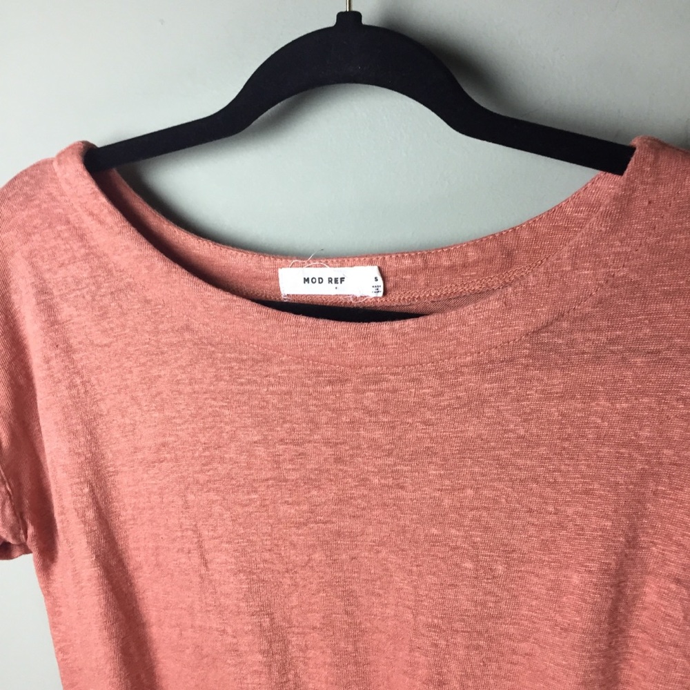 Mod Ref 100% Linen Gathered Drape Rolled Cuff Dre… - image 4